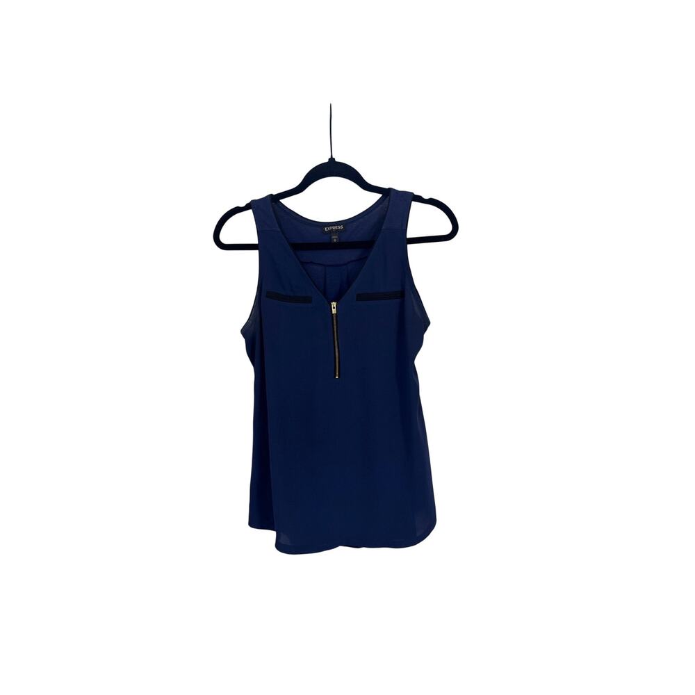 Express Navy Blue Preppy Half Zip Business Casual Tank Top Size Women's XS